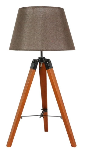 Lampka nocna drewniana Lugano brązowa z abażurem do sypialni nowoczesna CANDELLUX 68 cm