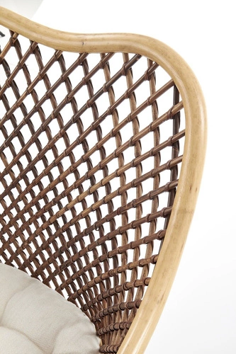 Krzesło rattanowe Mauri boho z podłokietnikami do jadalni i salonu brązowe Intesi
