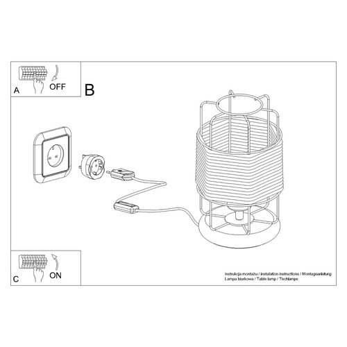Czarna lampa biurkowa GIZUR metalowa industrialna lampka nocna do sypialni i biura SOLLUX