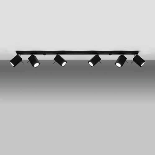 Plafon sufitowy czarny Merida 6L Sollux nowoczesny metalowy do salonu lub kuchni