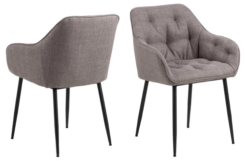 Krzesło tapicerowane Brooke jasnoszare z podłokietnikami do jadalni i salonu nowoczesne