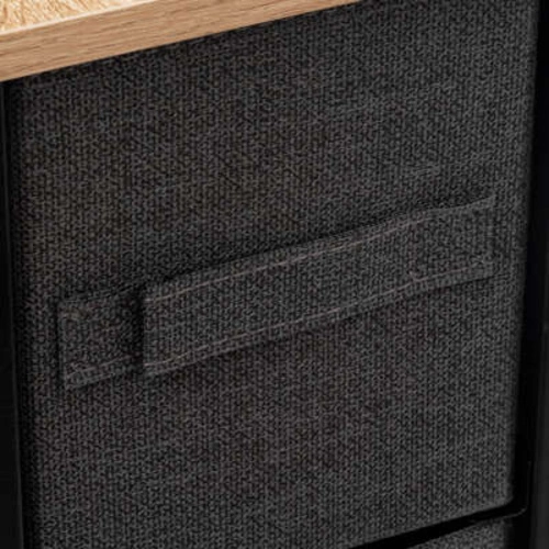 Wąski regał z 4 szufladami Tissa czarny skandynawski do łazienki lub przedpokoju 73,5 cm