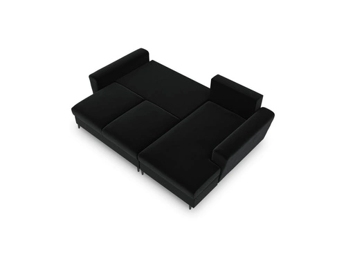 Narożnik z funkcją spania Moghan Black Velvet Prawostronna kolor nóg czarny