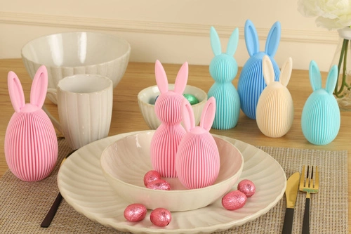 Beżowa figurka wielkanocna Jajko z uszami Intesi 13,5 cm nowoczesna dekoracja na stół lub parapet