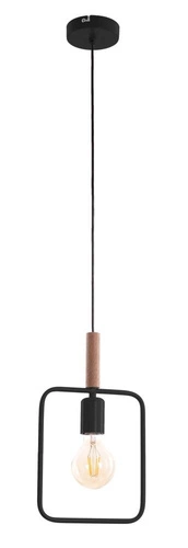 Nowoczesna lampa wisząca Frame czarna z drewna do salonu i jadalni CANDELLUX