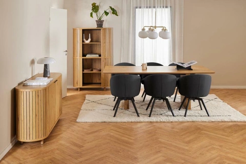 Krzesło tapicerowane Darlene Actona antracytowe obrotowe do jadalni nowoczesne skandynawskie