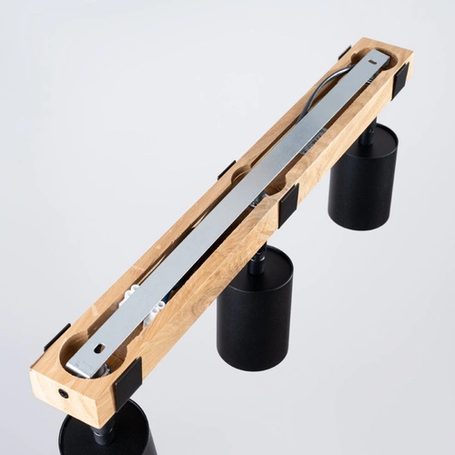 Plafon sufitowy FAGER 3 czarny skandynawski z drewnem do salonu i sypialni SOLLUX