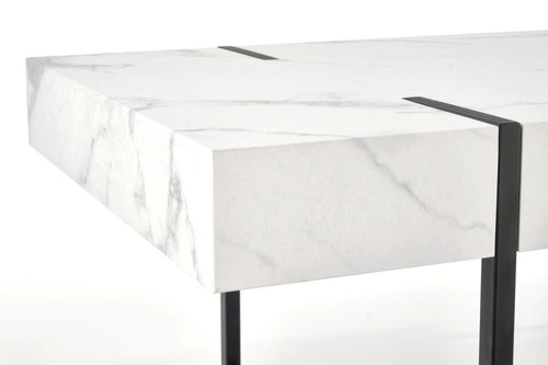 Stolik kawowy Marbella prostokątny biały marmur czarny nowoczesny loft do salonu 110x60 cm