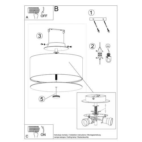 Plafon sufitowy Skala 30 czarny nowoczesny okrągły do salonu, kuchni lub sypialni