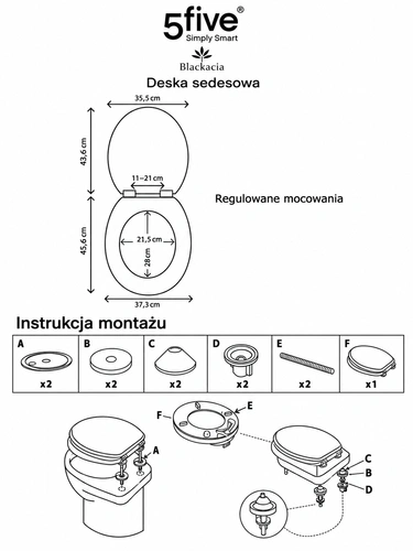 Deska sedesowa Blackacia akacjowa do toalety drewniana