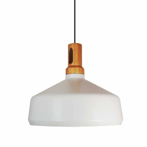 Lampa wisząca Nordic Woody biała drewniana 35 cm nowoczesna do jadalni nad stół
