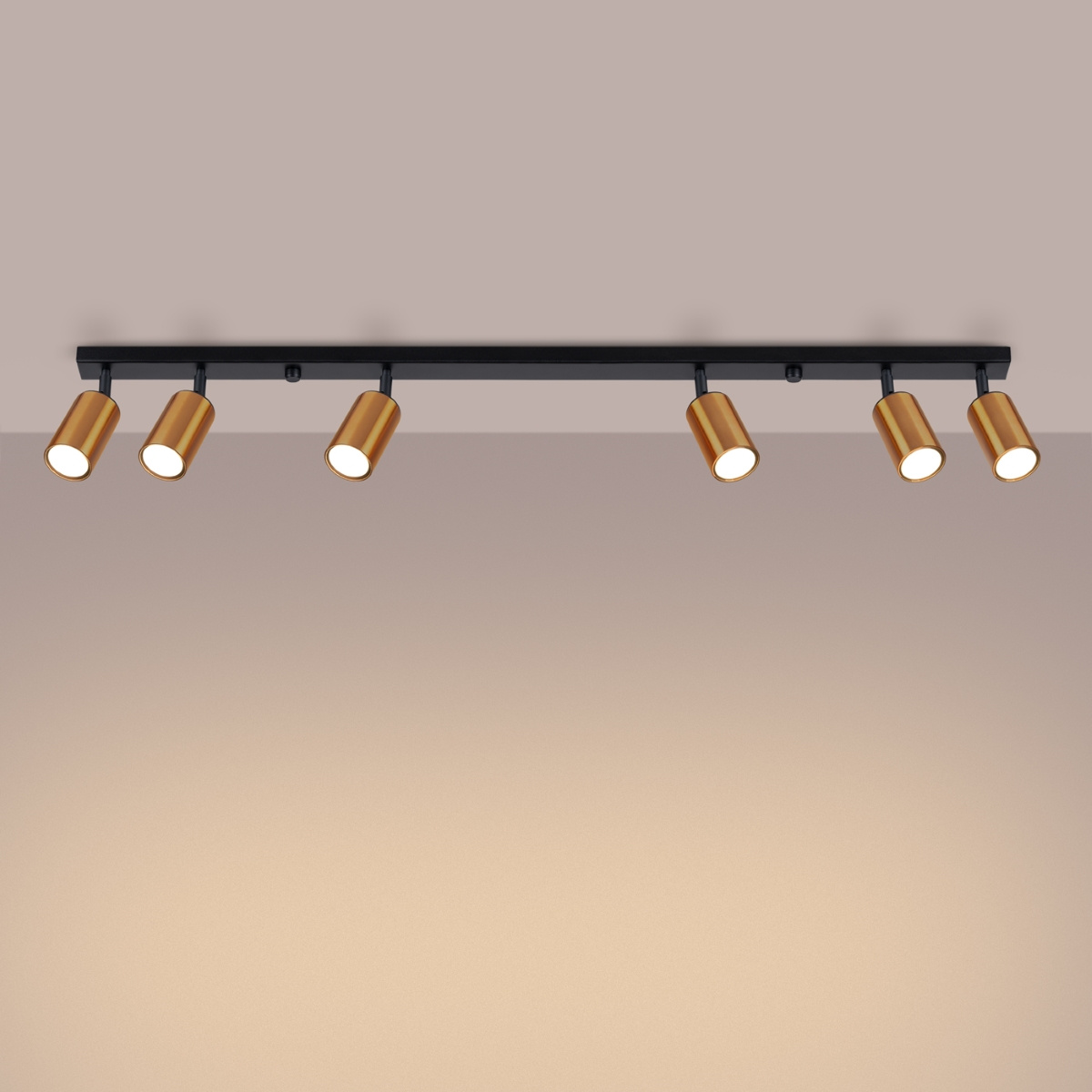 Plafon sufitowy nowoczesny WINX 6L czarny miedź regulowany do salonu i jadalni SOLLUX