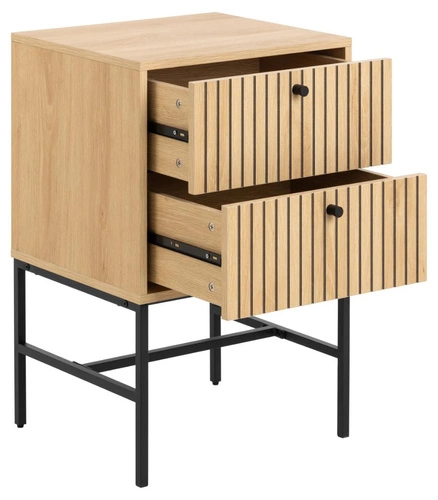 Szafka nocna Actona 45,6 cm dąb naturalny z ryflowanym frontem i szufladami - skandynawski minimalizm