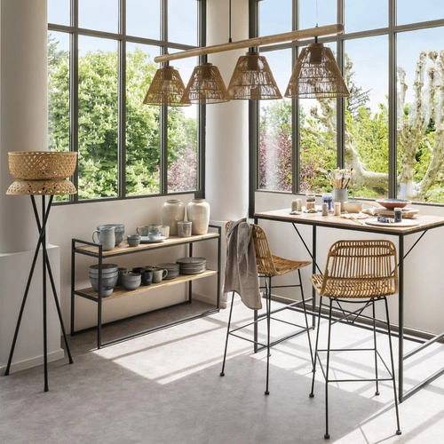 Stół barowy rozkładany Edena do kuchni i jadalni loftowy akacja i metal Atmosphera 115 cm