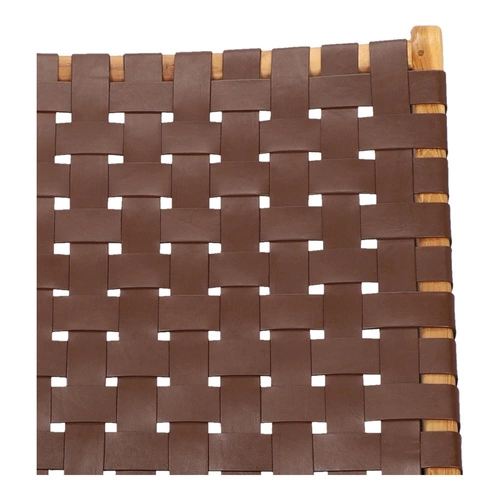 Fotel Perugia skóra naturalna brązowa drewniany pleciony boho do salonu i gabinetu Intesi