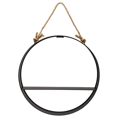 Półka ścienna okrągła Irena Atmosphera czarna metalowa loftowa na dekoracje do salonu