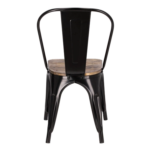 Krzesło do jadalni Paris Wood czarne metalowe z drewnianym siedziskiem industrialne D2.DESIGN