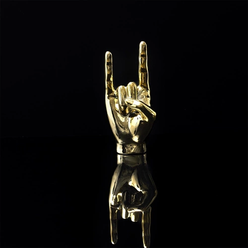 Figurka dekoracyjna Dłoń Rock and Roll Intesi złota ceramiczna do salonu lub na prezent