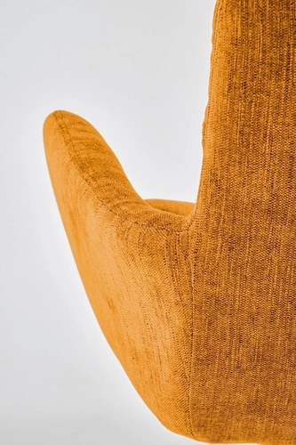 Krzesło tapicerowane obrotowe Ophelia musztardowe do jadalni i salonu nowoczesne z podłokietnikami Intesi