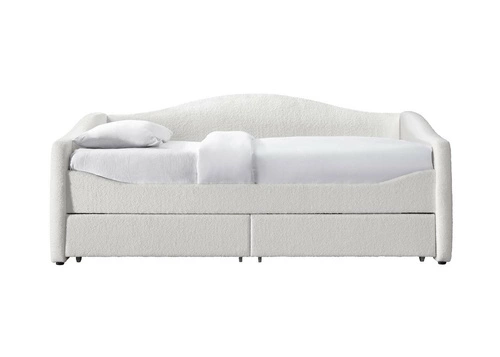 Łóżko młodzieżowe tapicerowane Elbert 90x200 kremowe z szufladami do pokoju