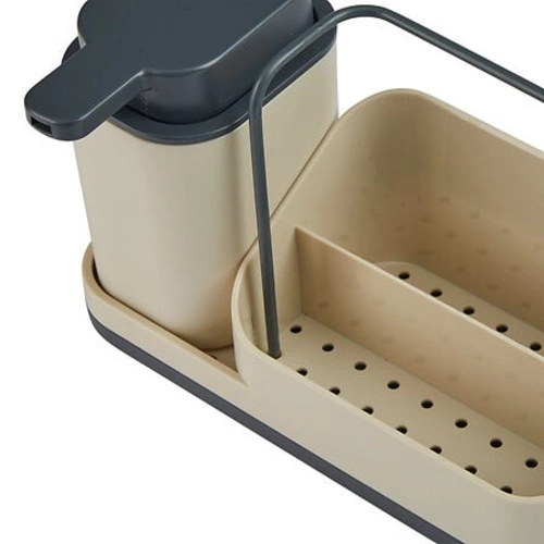 Dozownik na płyn do naczyń i organizer Sink caddy beżowy do kuchni 5five simply smart