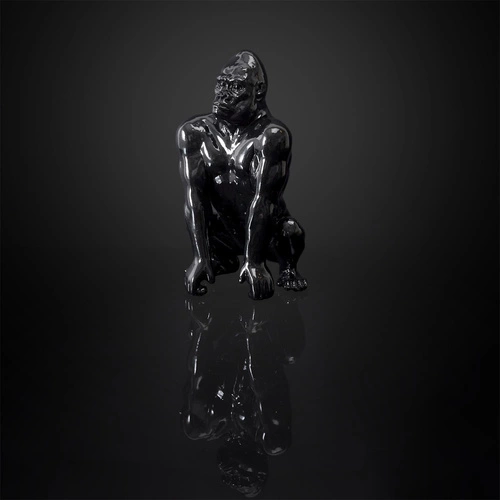 Figurka dekoracyjna Goryl czarna Intesi nowoczesna do salonu na komodę lub prezent 24 cm