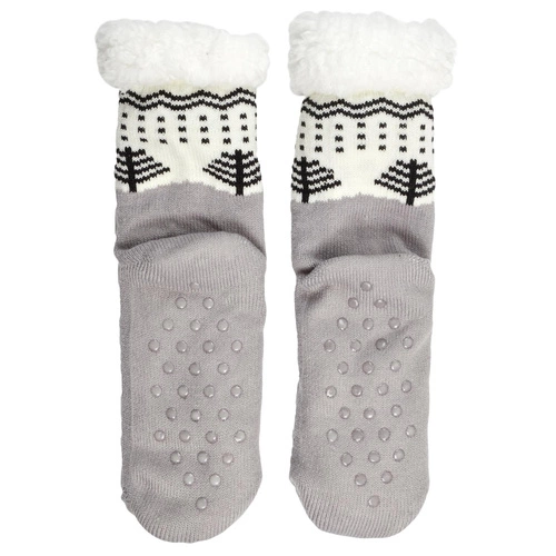 Skarpetki antypoślizgowe zimowe Intesi sherpa szare 39-42 ciepłe do domu salonu
