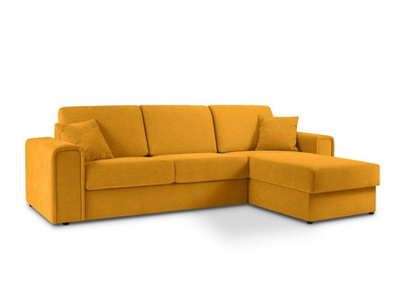 Narożnik z funkcją spania Elodie Yellow Structured Fabric prawostronny