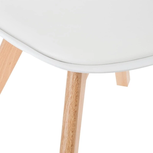 Krzesło do jadalni Baya Atmosphera białe skandynawskie tapicerowane z bukowymi nogami
