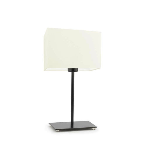 Lampka nocna do sypialni AMALFI nowoczesna z abażurem ecru czarna podstawa LYSNE 40 cm