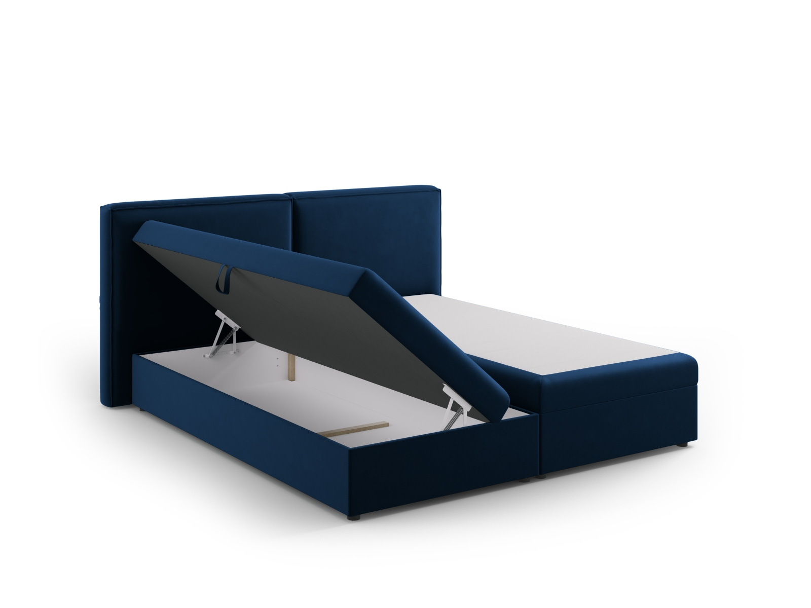 Łóżko tapicerowane Jodie 140x200 welurowe z pojemnikiem do sypialni niebieskie