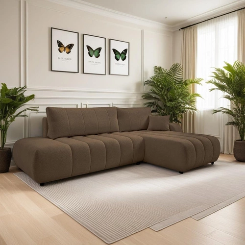 Narożnik Hobro z funkcją spania prawy     brązowy Lambi 4