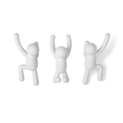 Wieszak ścienny Buddy biały Umbra nowoczesny do przedpokoju zestaw 3 sztuki