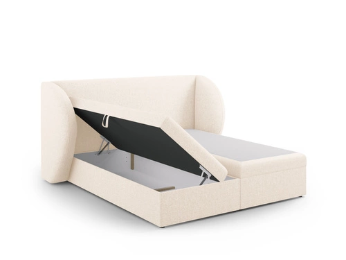 Łóżko tapicerowane Miley 140x200 beżowe z pojemnikiem nowoczesne do sypialni