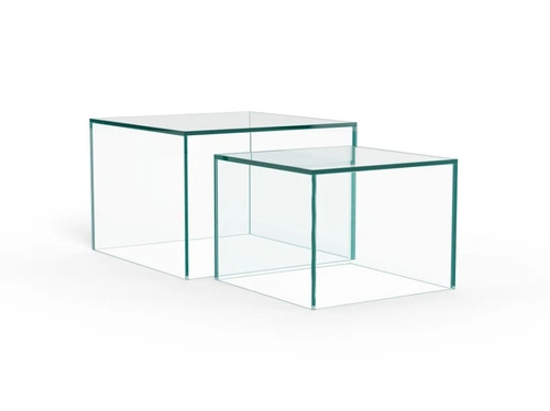 Actona Dice zestaw 2 stolików kawowych szklanych kwadratowych nowoczesny