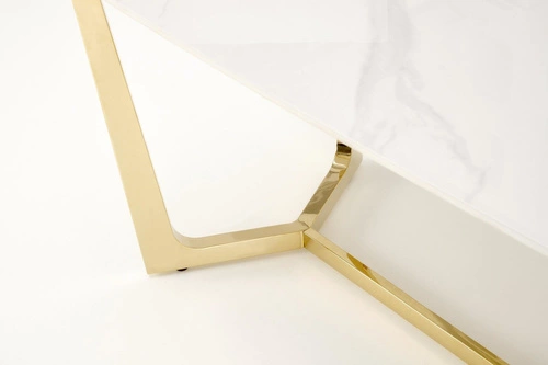 Stół do jadalni Rohs biały marmur i złoto 160x90 cm nowoczesny glamour prostokątny Intesi