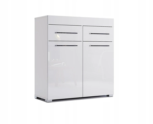 Komoda Amanda biała połysk nowoczesna z szufladami do przedpokoju 90 cm Intesi