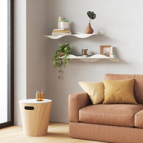 Zestaw 2 białych półek ściennych Surf Umbra nowoczesnych do salonu i kuchni