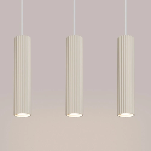 Lampa wisząca Karbon 3-punktowa beżowa regulowana do salonu i nad stół minimalistyczna