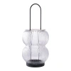 Lampion ogrodowy Lucena z ryflowanego szkła czarny dekoracyjny na taras 36 cm