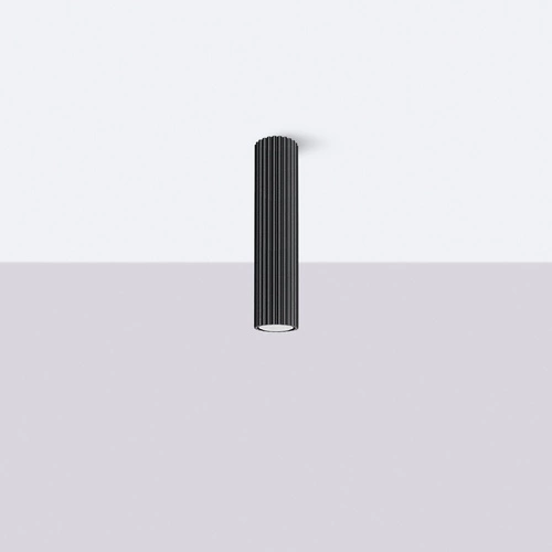 Plafon sufitowy czarny KARBON 30 minimalistyczny aluminiowy do salonu i sypialni SOLLUX