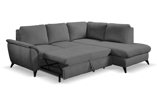 Narożnik z funkcją spania Nevada szary nowoczesny do salonu prawostronny z pojemnikiem