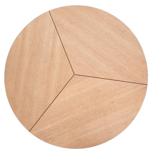 Stolik kawowy Annaba okrągły 80 cm nowoczesny loftowy dębowy z metalową podstawą do salonu