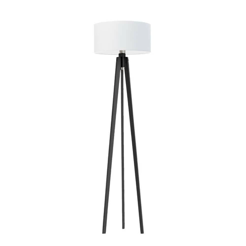 Lampa stojąca do salonu MIAMI glamour trójnóg drewniana abażur biały personalizowana 148 cm