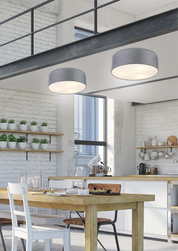 Lampa sufitowa Kioto 40 szara nowoczesna z tkaniny do salonu i jadalni 3-punktowa