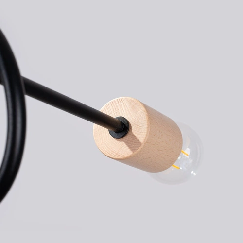 Żyrandol EMBER 5 czarny drewniany nowoczesny do salonu i jadalni SOLLUX LIGHTING