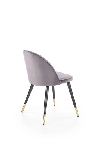 Krzesło tapicerowane Nevada szare do jadalni i salonu nowoczesne na czarnych nogach