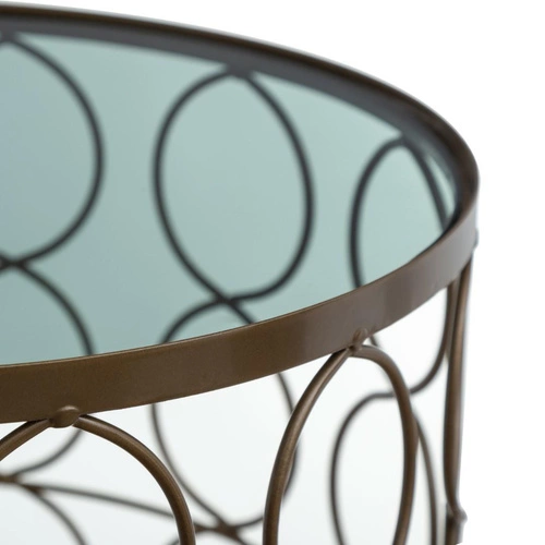 Zestaw 2 okrągłych stolików kawowych Archi złoty szklany glamour do salonu Atmosphera