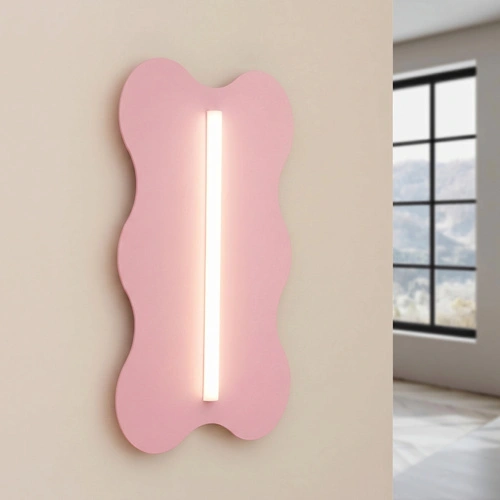 Kinkiet ścienny KLOVER różowy nowoczesny LED do salonu 66 cm