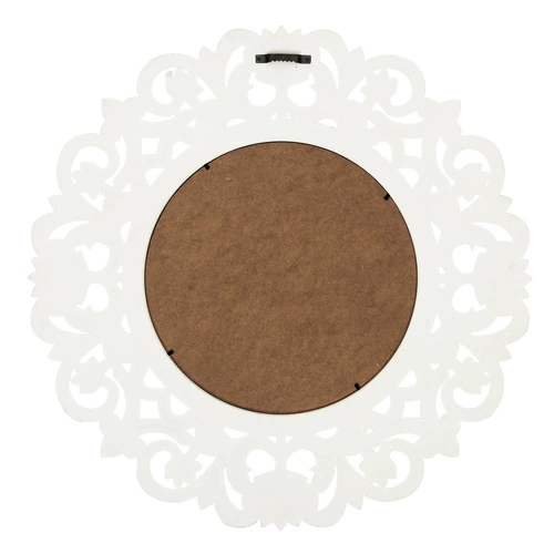 Lustro okrągłe Sculpted białe glamour do salonu i sypialni w ozdobnej ramie Intesi